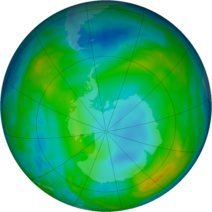 Antarctic ozone map for 13 June 2009